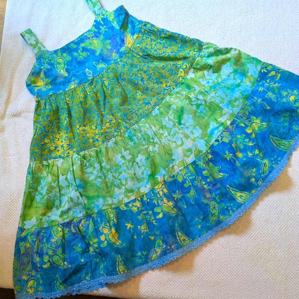 Santiki Kids 100% Bright & Cheerful Cotton Tiered Sundress Size 7(Girls)